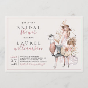 Möhippan Boho Bride och Formal Llama Inbjudningar
