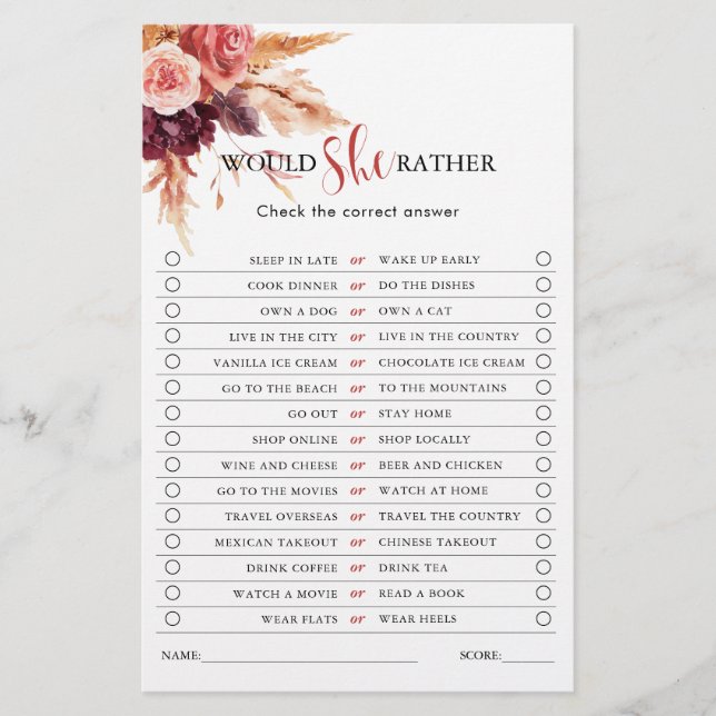 Möhippan Boho Burgundy Terracotta Blommigt  Game (Framsida)