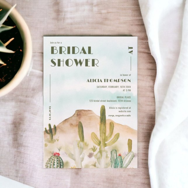 Möhippan Boho Desert Cactus Arizona Inbjudningar (Boho Desert Cactus Arizona bridal shower Invitation)