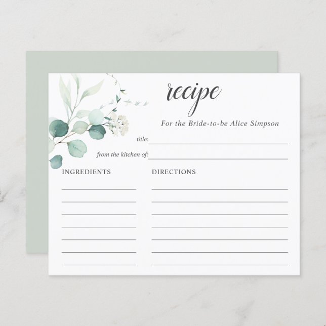 Möhippan Boho Greenery Eucalyptus Recipe (Fram/baksida)