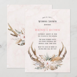 Möhippan Boho Hjort Antlers and Blommigts Inbjudningar