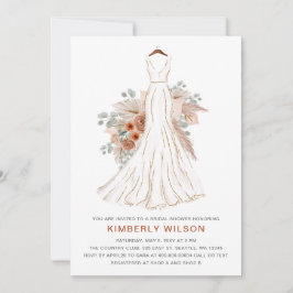 Möhippan Boho Pampas Glitter Bröllop Dress Inbjudningar