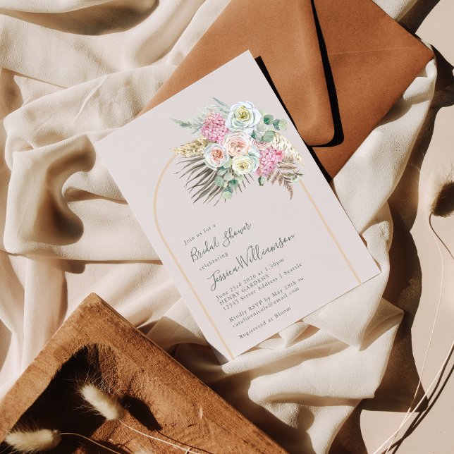 Möhippan Boho Pampas Grass  Blommigt Arch Inbjudningar (Skapare uppladdad)