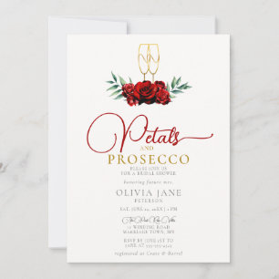 Möhippan Boho Petals Prosecco Röd ros Guld Inbjudningar