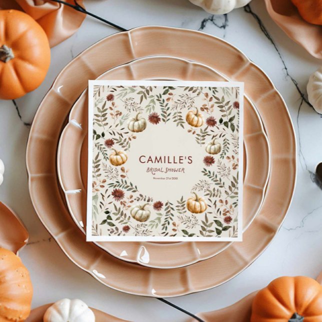 Möhippan Boho Rustic Pumpkin Autumn Pappersservett (Rustic Pumpkin Bridal Shower Paper Napkins)