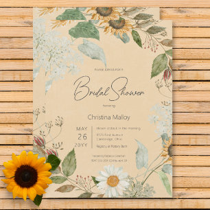 Möhippan Boho Summer Sunblomman & Daisy Guld Inbjudningar