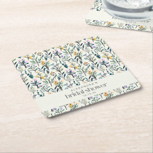 Möhippan Boho Watercolor WildblomAnpassningsbar Underlägg Papper Kvadrat