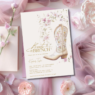 Möhippan Boots & Brunch Rosa Blommigt Flowers Inbjudningar