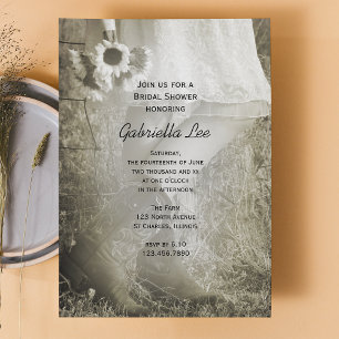 Möhippan Bride, Boots och Solblommor Land Inbjudningar