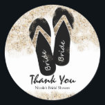 Möhippan Bride Flip Flop Sandals (sommarströ) Runt Klistermärke<br><div class="desc">Möhippan "Slide Flip Flop Sandals Summer Beach" gynnar fästen. Matchning av inbjudningar och andra tillgängliga artiklar.</div>