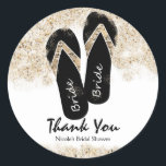 Möhippan Bride Flip Flop Sandals (sommarströ) Runt Klistermärke<br><div class="desc">Möhippan "Slide Flip Flop Sandals Summer Beach" gynnar fästen. Matchning av inbjudningar och andra tillgängliga artiklar.</div>