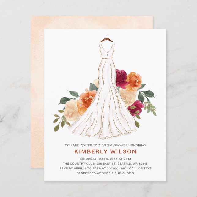 Möhippan Bröllop Dress för budgetfall Blommigt (Fram/baksida)