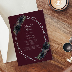 Möhippan Bröllop Geometric mörk i gotiic Blommigt Inbjudningar