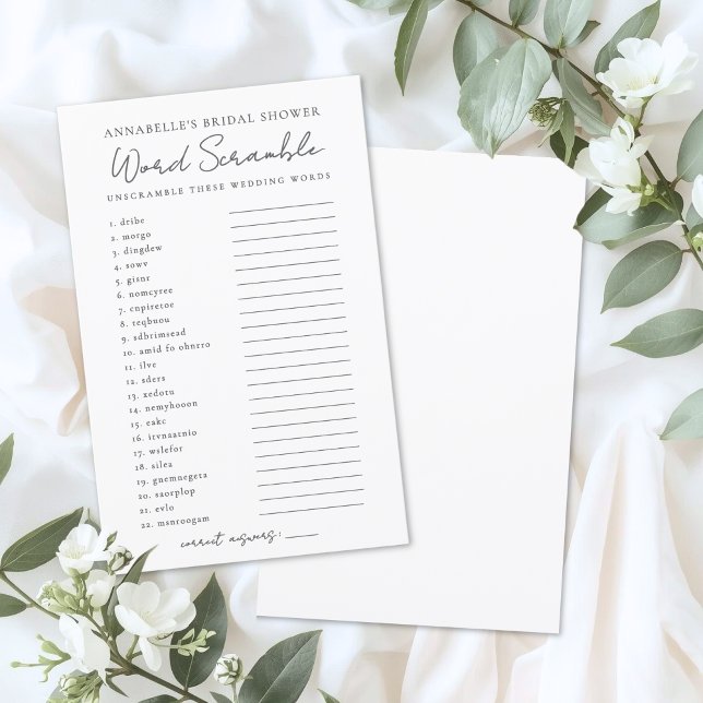 Möhippan Bröllop Scramble Ord (Wedding Word Scramble Bridal Shower Game)