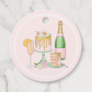 Möhippan Brunch av vattenfärgen Champagne och driv Gåvor Etiketter