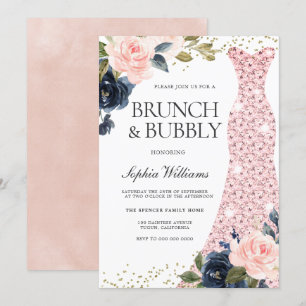 Möhippan Brunch & Bubly för marin och blomma Inbjudningar