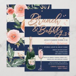 Möhippan Brunch & Bubly Glitter Ro Inbjudningar