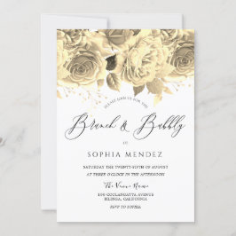 Möhippan Brunch Bubly Guld blommigt Inbjudningar