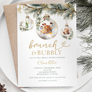 Möhippan Brunch & Bubly jul Baubles Inbjudningar