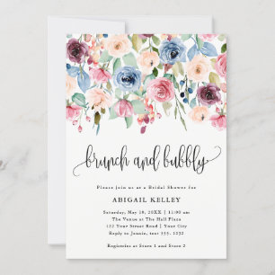 Möhippan Brunch & Bubly Watercolor Flowers Inbjudningar