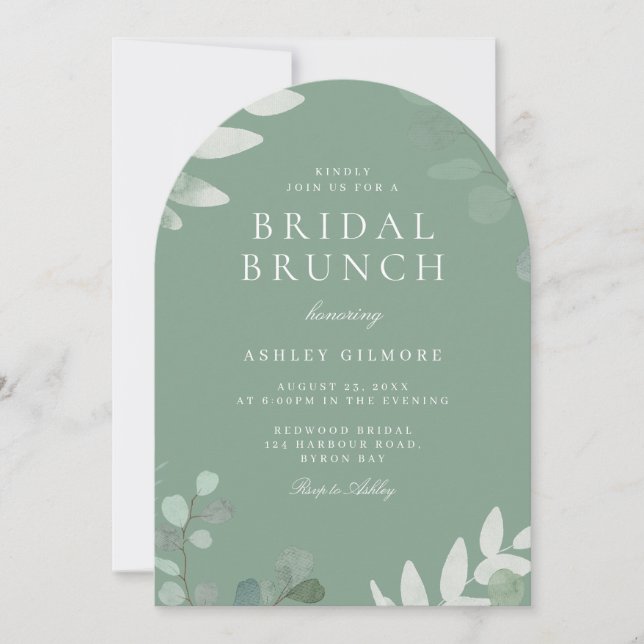 Möhippan Brunch för Modern Greenery Löv Inbjudningar (Framsida)