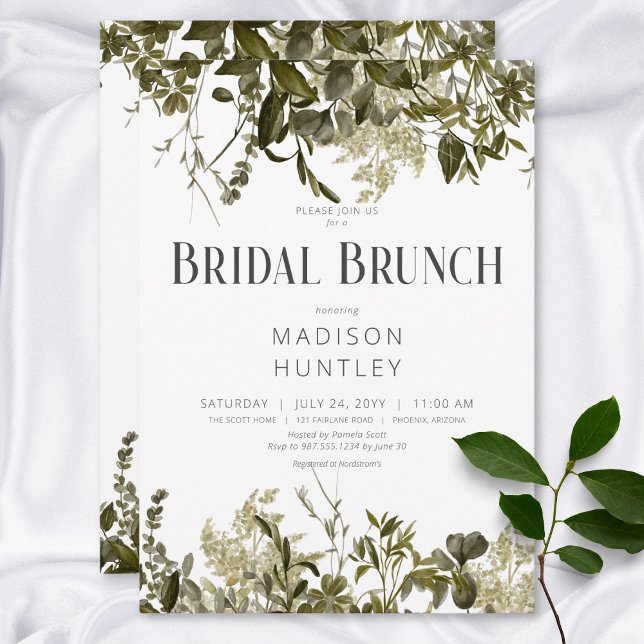 Möhippan Brunch för Rustic Sage Greenery Ram Inbjudningar (Rustic Sage Greenery Frame Bridal Brunch Invitation)