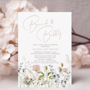 Möhippan Brunch och Bubly Blommigt Par Inbjudningar