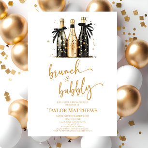 Möhippan Brunch och Bubly Guld Champagne Inbjudningar
