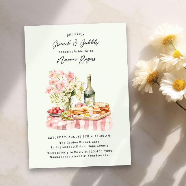 Möhippan Brunch och Bubly Land Garden Inbjudningar (Brunch and Bubbly Bridal Shower Summer Invitation)