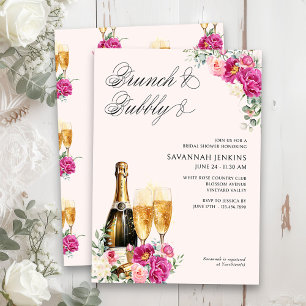 Möhippan Brunch och Bubly Rosa Champagne Inbjudningar