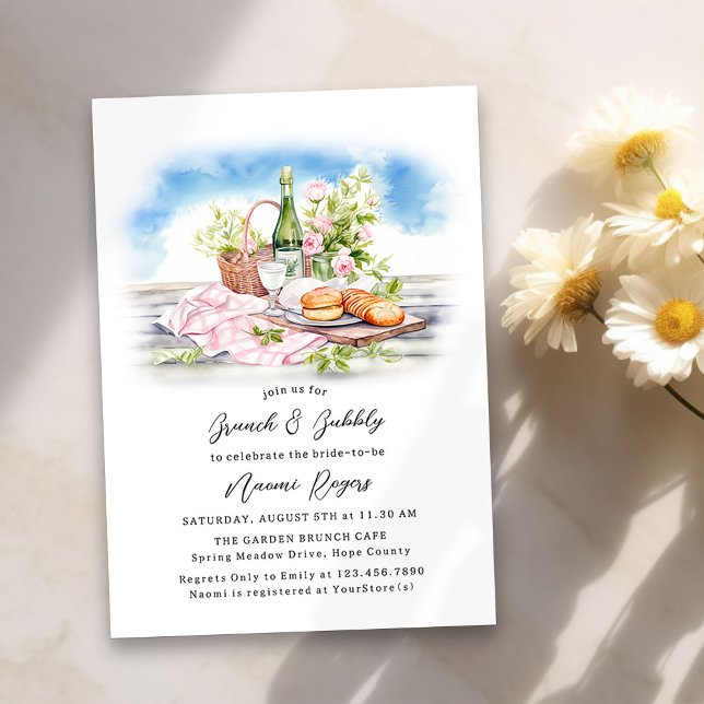 Möhippan Brunch och Bubly Summer Land Inbjudningar (Brunch & Bubbly Bridal Shower Summer Picnic Invitation)
