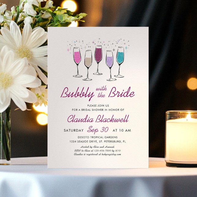 Möhippan Bubly Bride Champagne Inbjudningar (Skapare uppladdad)