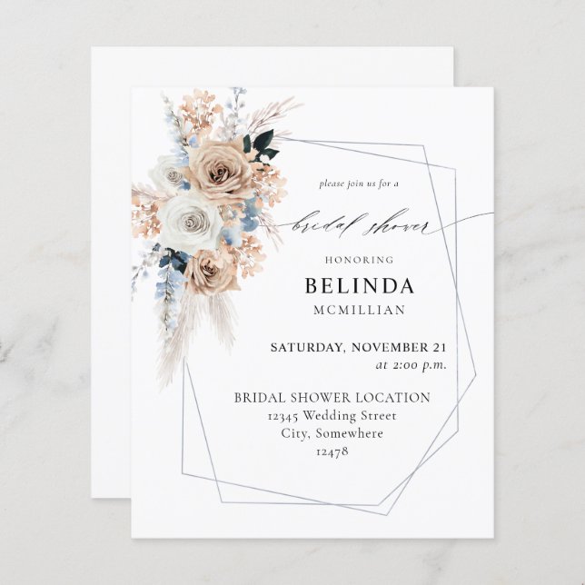 Möhippan Budget Blue & Beige Boho Blommigt (Fram/baksida)