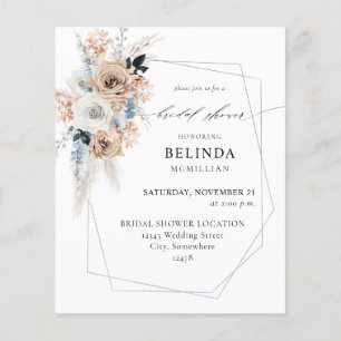 Möhippan Budget Blue & Beige Boho Blommigt Flygblad