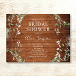 Möhippan Budget Boho Rustic Greenery Inbjudan Vykort<br><div class="desc">Budgetkortsinbjudan innehåller botaniskt grönt löv på möhippa. Namn i modern kalligrafi.</div>