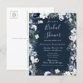 Möhippan Budget Modern Navy Blue Blommigt Inbjudan Vykort