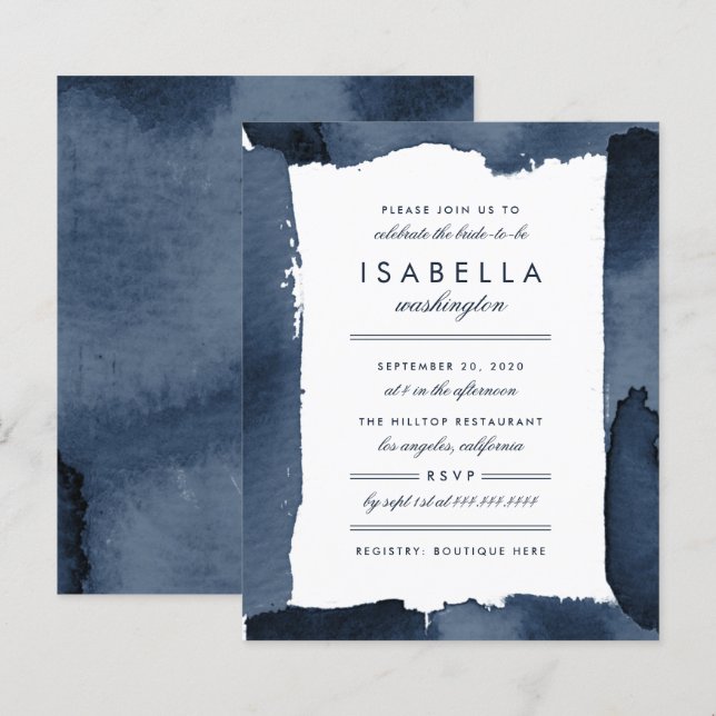 Möhippan Budget Nautical Navy Blue Watercolor (Fram/baksida)