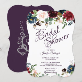 Möhippan Burgundy & Blue English Flowers Inbjudningar