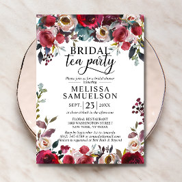 Möhippan Burgundy Tea Party Blommigt Inbjudningar