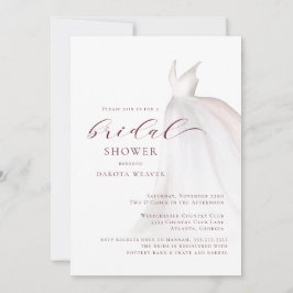 Möhippan Burgundy Watercolor Bröllop Dress Inbjudningar