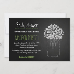 Möhippan Burk Flowers i Chalkboard Mason Inbjudningar