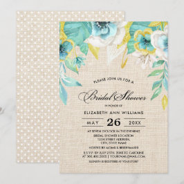 Möhippan Burlap Struktur i Mint Gult Blommigt Inbjudningar