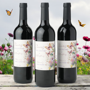 Möhippan Butterflies livstid Vinflaska Etikett