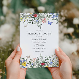 Möhippan Butterflies och Wildblommor Inbjudningar
