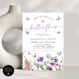 Möhippan Butterflies Wildblommors livslängd Inbjudningar