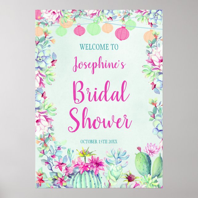 Möhippan Cactus Lantern Fiesta Succulents Poster (Framsidan)