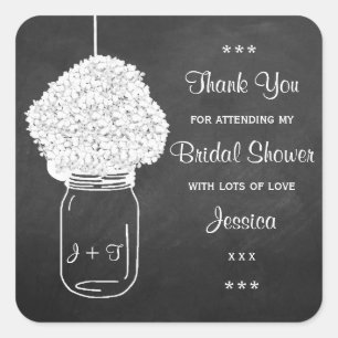 Möhippan Chalkboard Hydrangea Mason Burk Fyrkantigt Klistermärke