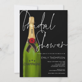 Möhippan Champagne Flaska White Script Black Inbjudningar