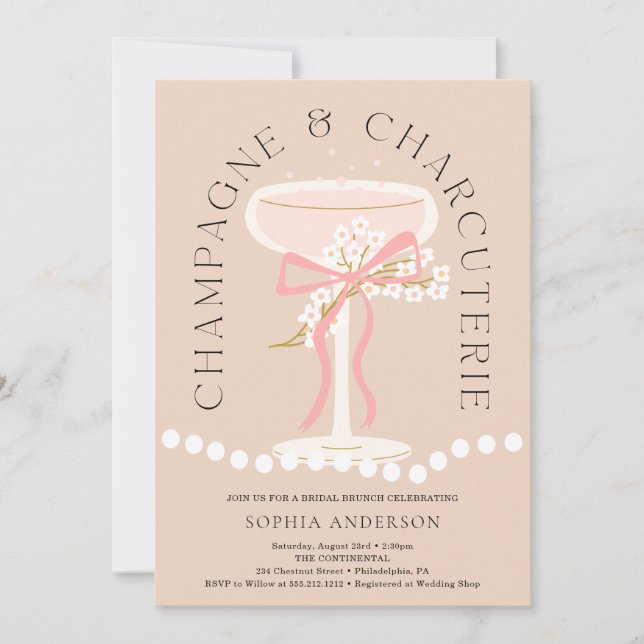 Möhippan Champagne och Charcuterie Inbjudningar (Framsida)