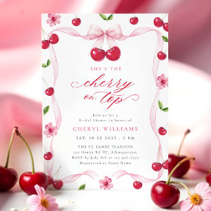 Möhippan Cherry on Top Rosa Ribbon Inbjudningar